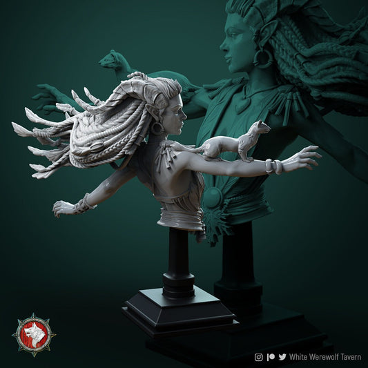Lesika Light-Eyed Druid | Bust | Resin 3D Printed Miniature | White Werewolf Tavern
