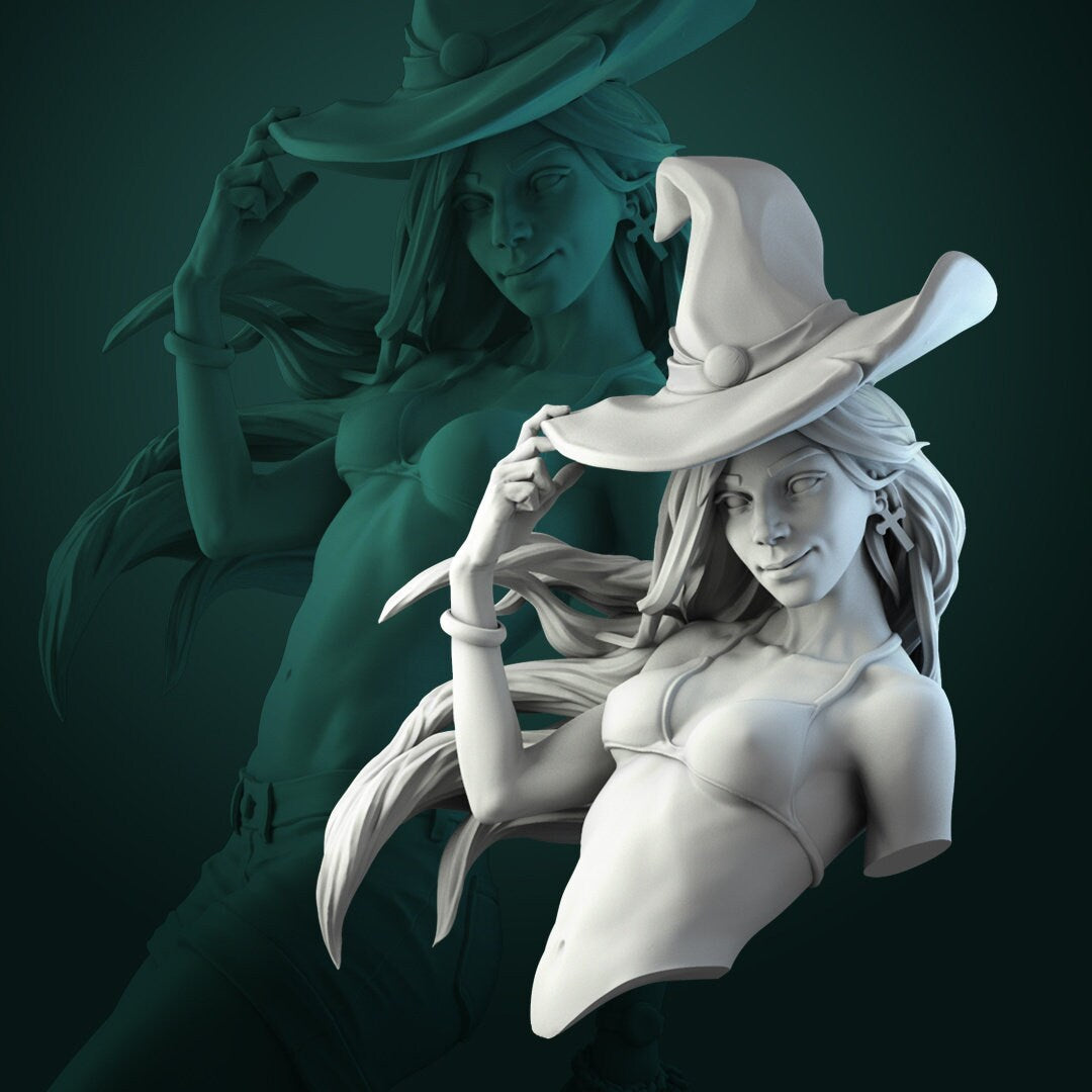 Anita The Young Witch | Bust | Resin 3D Printed Miniature | White Werewolf Tavern