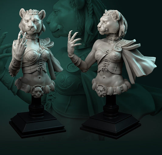 Auria Tabaxi Female | Bust | Resin 3D Printed Miniature | White Werewolf Tavern