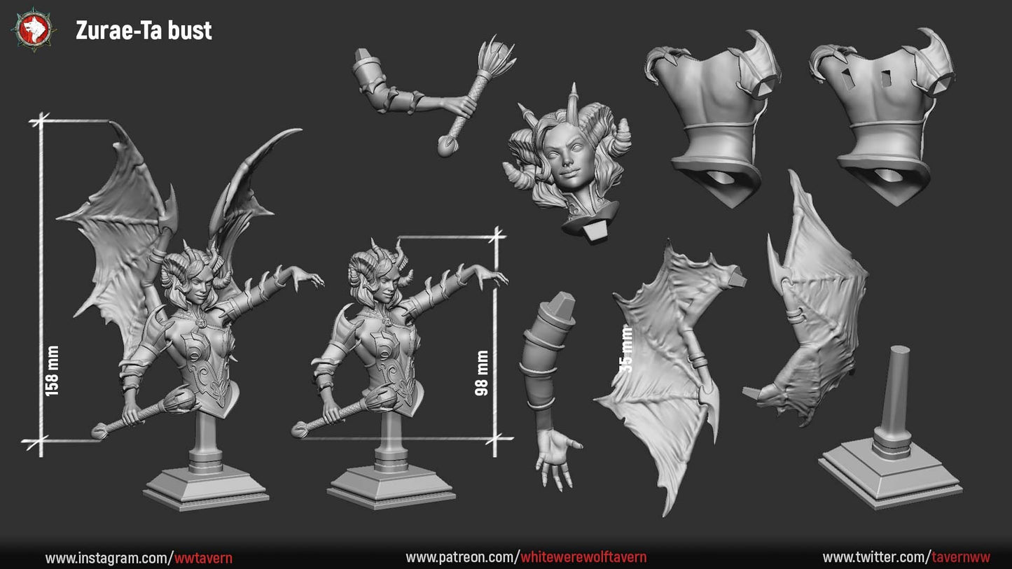 Zurae-Ta Succubus | Bust | Resin 3D Printed Miniature | White Werewolf Tavern