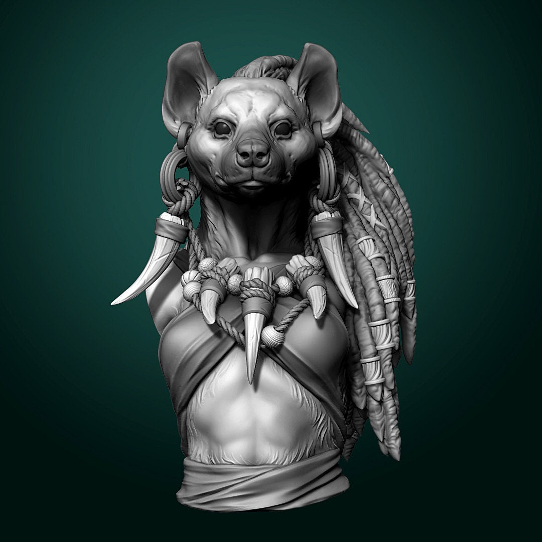 Meirsoa Gnoll Matriarch | Bust | Resin 3D Printed Miniature | White Werewolf Tavern