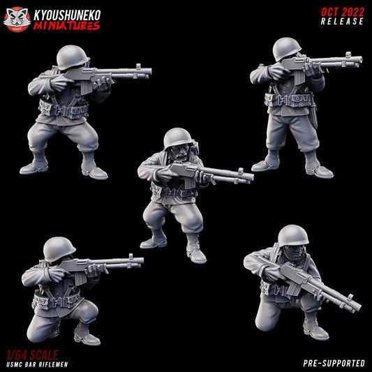 WW2 USMC BAR Riflemen | Resin 3D Printed Miniatures | Kyoushuneko