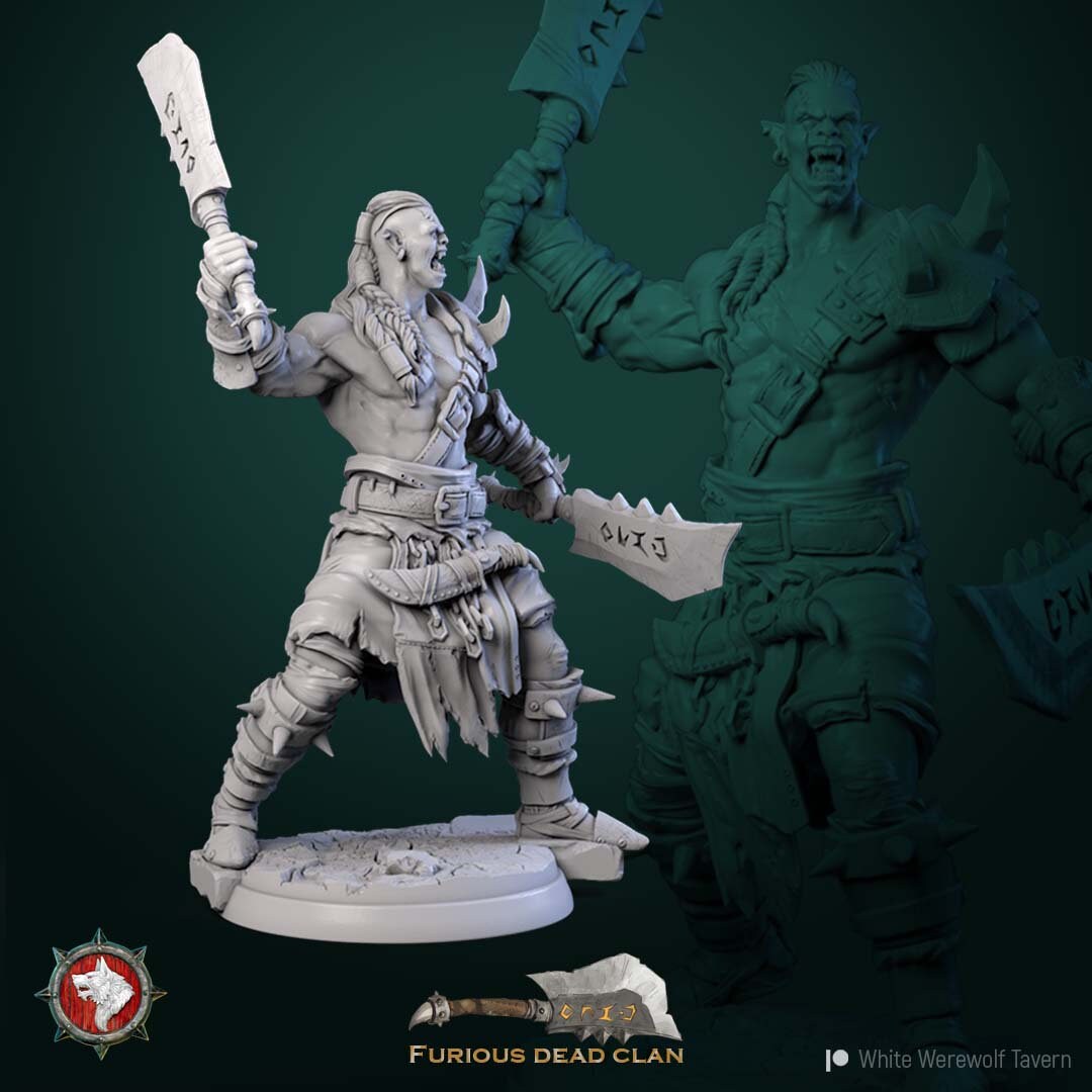 Orc Warrior Warband | Six Poses | Resin 3D Printed Miniature | White Werewolf Tavern | RPG | D&D | DnD