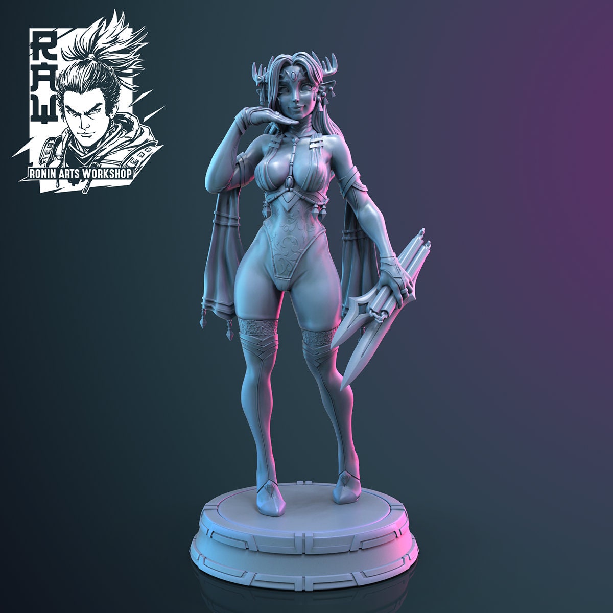 Farah | Clothed or Nude | Resin 3D Printed Pinup | Ronin Arts Workshop
