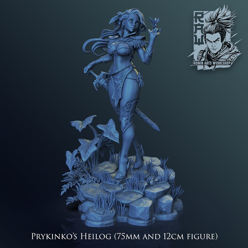 Sexy Swordswoman - Elza | Clothed or Nude | Resin 3D Printed Pinup | Ronin Arts Workshop