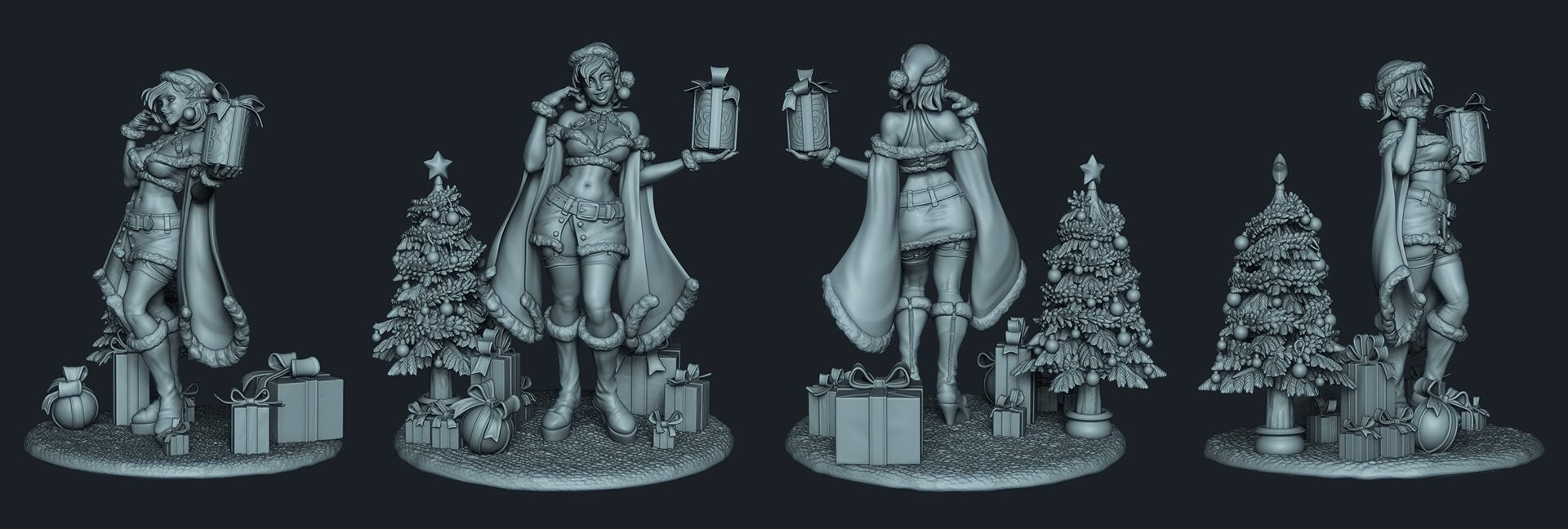 Sexy Christmas Elf | Clothed or Nude | Resin 3D Printed Pinup | Ronin Arts Workshop