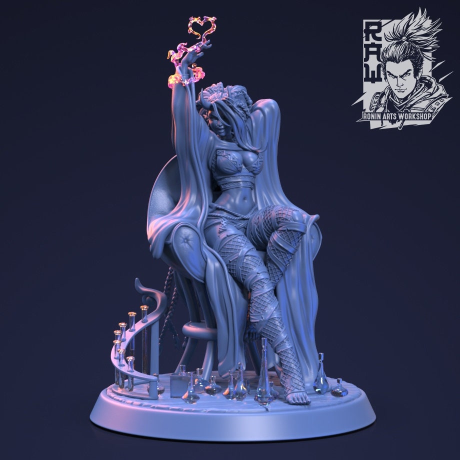 Love Potion Succubus Pinup | Clothed or Nude | Resin 3D Printed Pinup | Ronin Arts Workshop