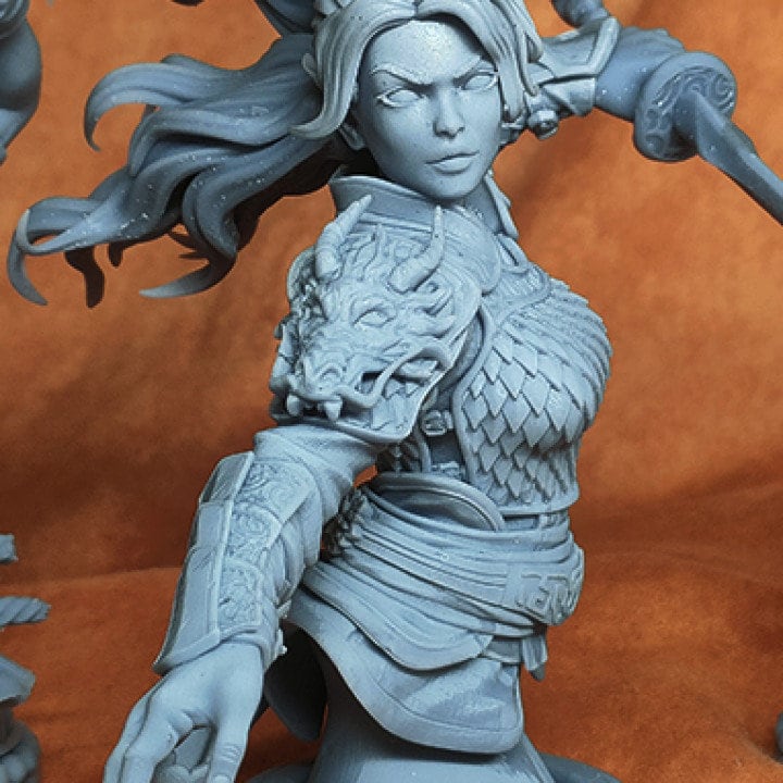 Wen - Female Warrior | Bust | Resin 3D Printed Miniature | White Werewolf Tavern