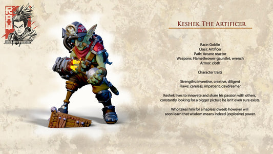 Goblin Artificer and Female Human Demonhunter | Resin 3D Printed Miniature | White Werewolf Tavern