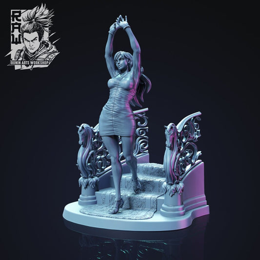 Elegant Dress Pinup | Clothed or Nude | Resin 3D Printed Pinup | Ronin Arts Workshop