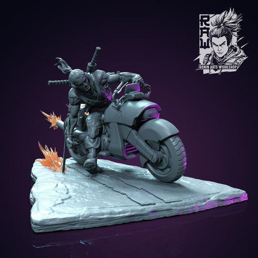 Mantis Takeshi | Cyberpunk Biker | Resin 3D Print | Miniature | Ronin Arts Workshop
