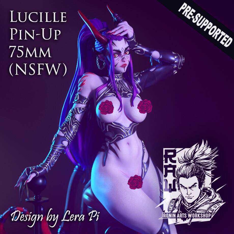 Seductive Devil Woman | Clothed or Nude | Resin 3D Printed Pinup | Ronin Arts Workshop