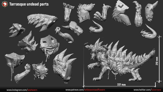 Undead Tarrasque | Monster | Model Kit | Resin 3D Printed Miniature | White Werewolf Tavern | RPG | D&D | DnD