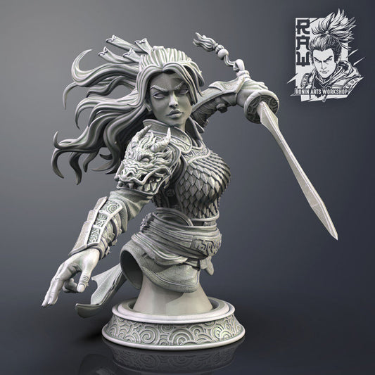 Wen - Female Warrior | Bust | Resin 3D Printed Miniature | White Werewolf Tavern