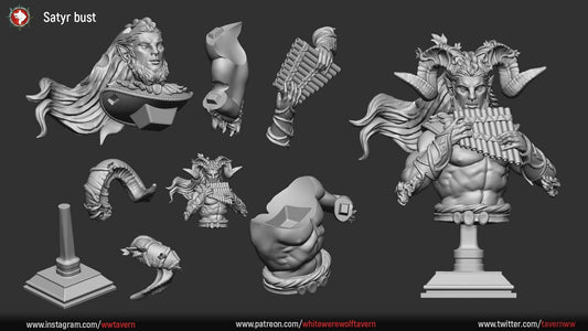 Satyr | Bust | Resin 3D Printed Miniature | White Werewolf Tavern