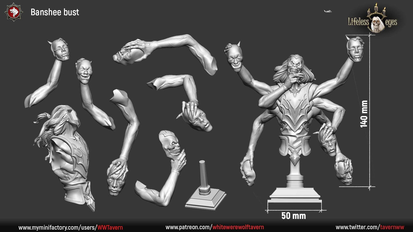 Banshee | Bust | Resin 3D Printed Miniature | White Werewolf Tavern