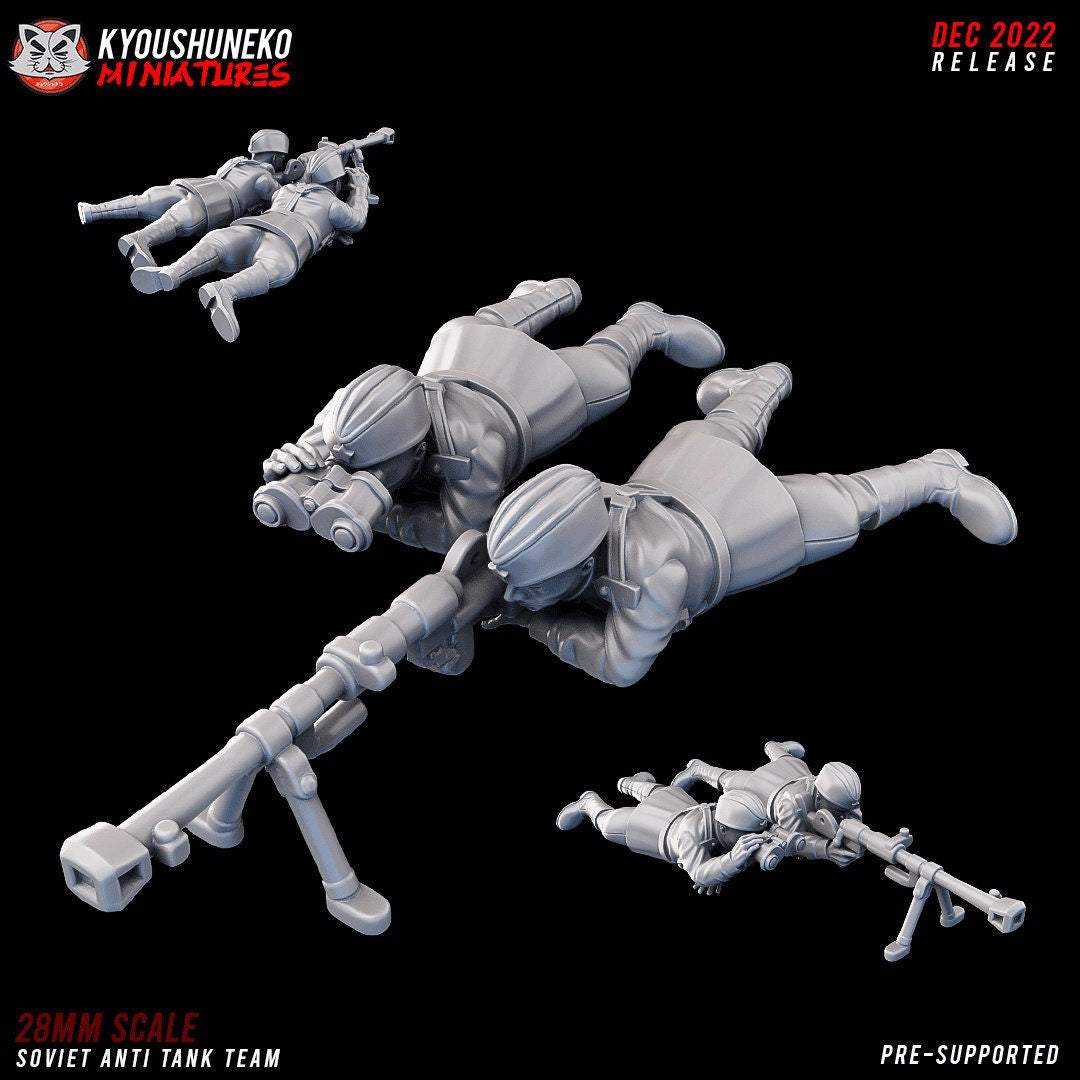 WW2 Soviet Anti-Tank Team | Resin 3D Printed Miniature | Kyoushuneko