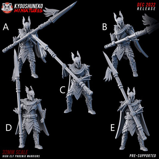 High Elf Phoenix Guard | Weapon Masters | Resin 3D Printed Miniatures | Kyoushuneko | Table Top Gaming | RPG | D&D | Pathfinder