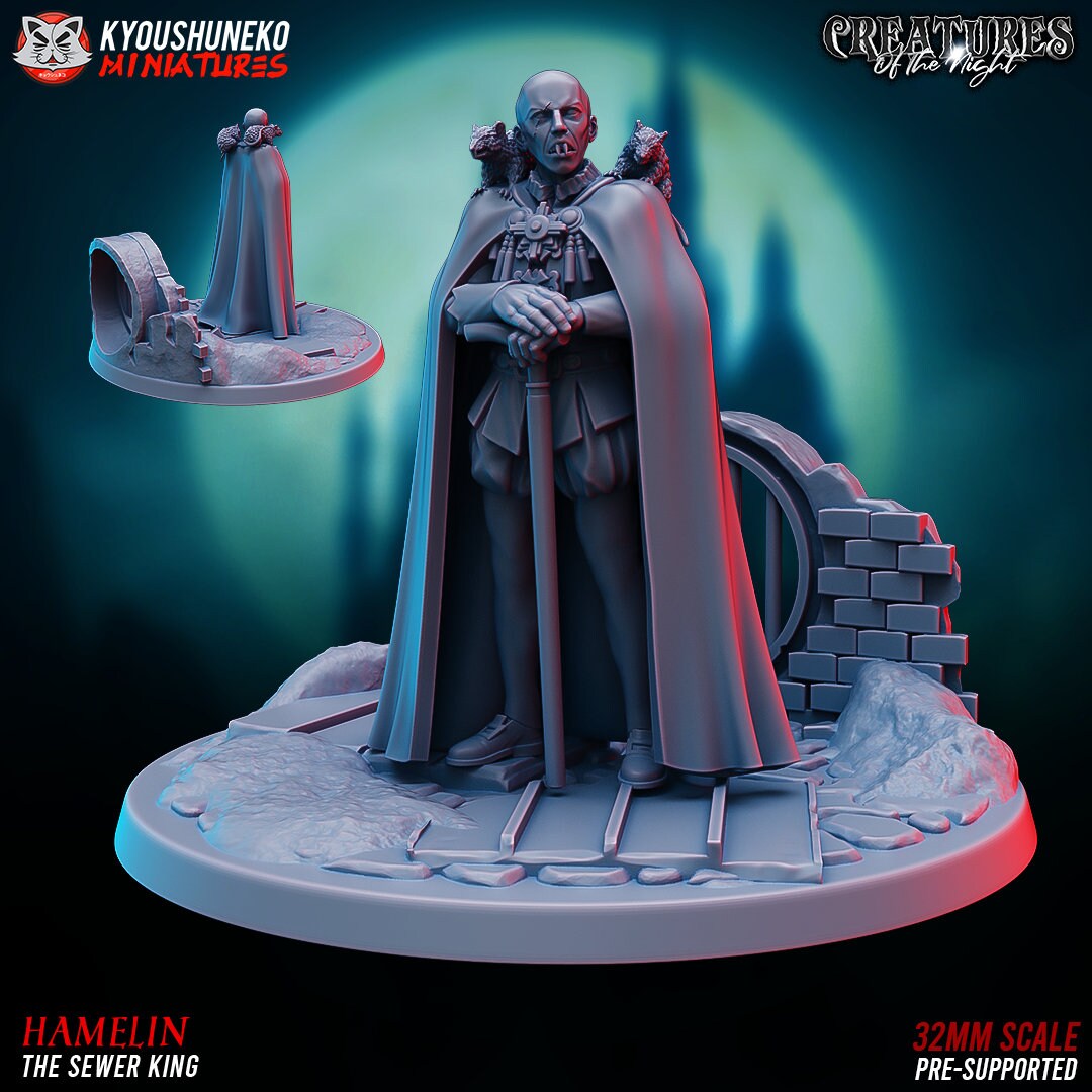 Hamelin the Sewer King | Vampire Lord | Resin 3D Printed Miniature | RPG DND Pathfinder | Kyoushuneko
