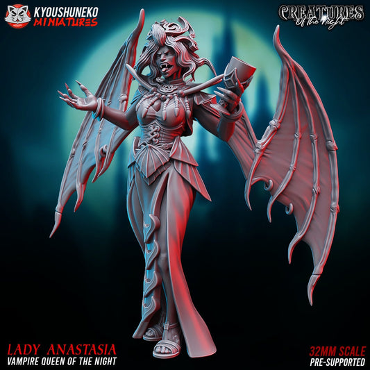Vampire Queen | Winged Vampiress | Resin 3D Printed Miniature | RPG DND Pathfinder | Kyoushuneko