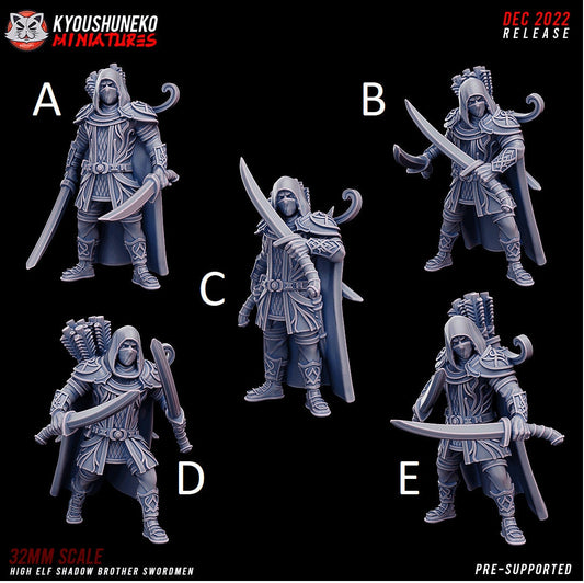 High Elf Shadow Warriors | Bows or Swords | Resin 3D Printed Miniatures | Kyoushuneko | Table Top Gaming | RPG | D&D | Pathfinder