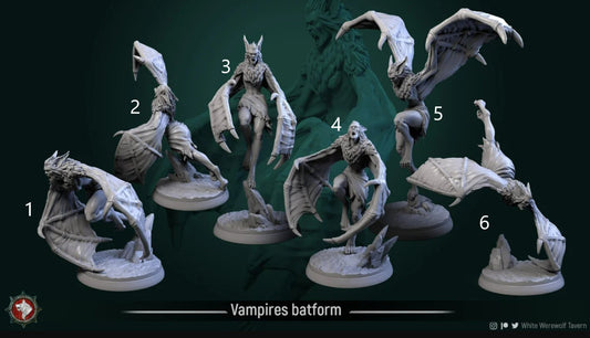 Batform Vampires | Resin 3D Printed Miniature | White Werewolf Tavern | RPG | D&D | DnD