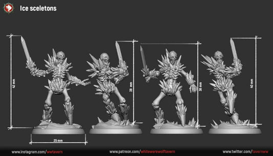 Ice Skeletons | Resin 3D Printed Miniature | White Werewolf Tavern | RPG | D&D | DnD