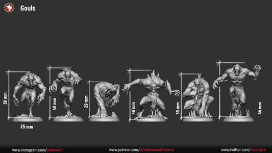 Ghouls | Resin 3D Printed Miniature | White Werewolf Tavern | RPG | D&D | DnD