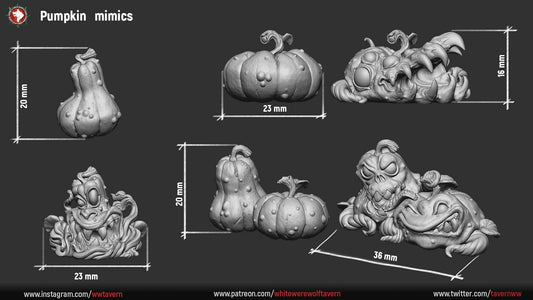 Pumpkin Mimics Set | Resin 3D Printed Miniature | White Werewolf Tavern