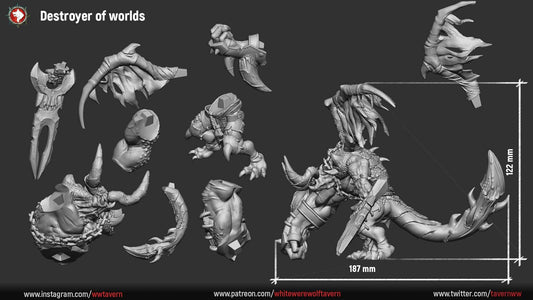 Verkoth - Destroyer Of Worlds | Huge Devil  | Resin 3D Printed Miniature | White Werewolf Tavern | RPG | D&D | DnD