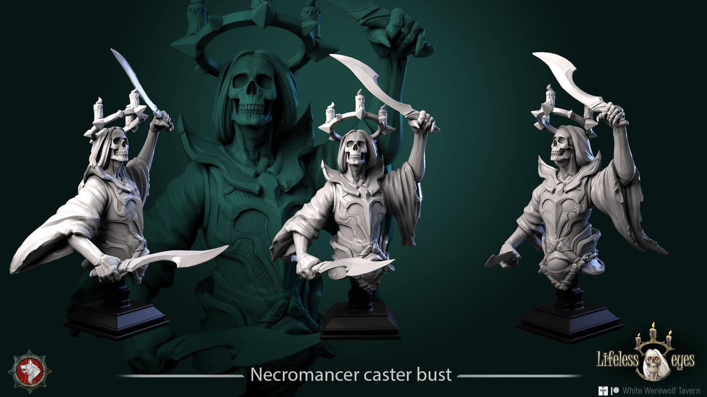 Necromancer Caster | Bust | Resin 3D Printed Miniature | White Werewolf Tavern