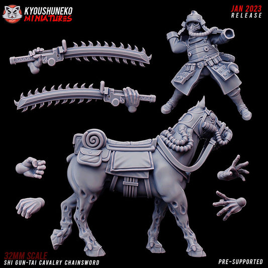 Japanese Chainblade Tough Riders | Future Sci-Fi | Grimdark Tabletop Gaming | Resin 3D Printed Miniature | Kyoushuneko