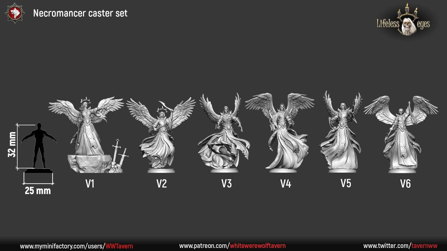 Necromancer Caster Set | Resin 3D Printed Miniature | White Werewolf Tavern