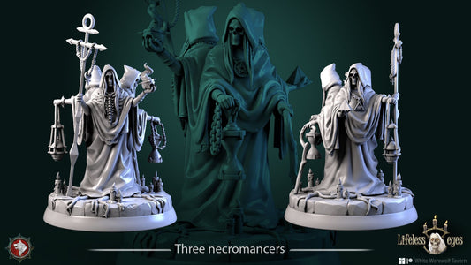 Three Necromancers | Monster | Resin 3D Printed Miniature | White Werewolf Tavern | RPG | D&D | DnD