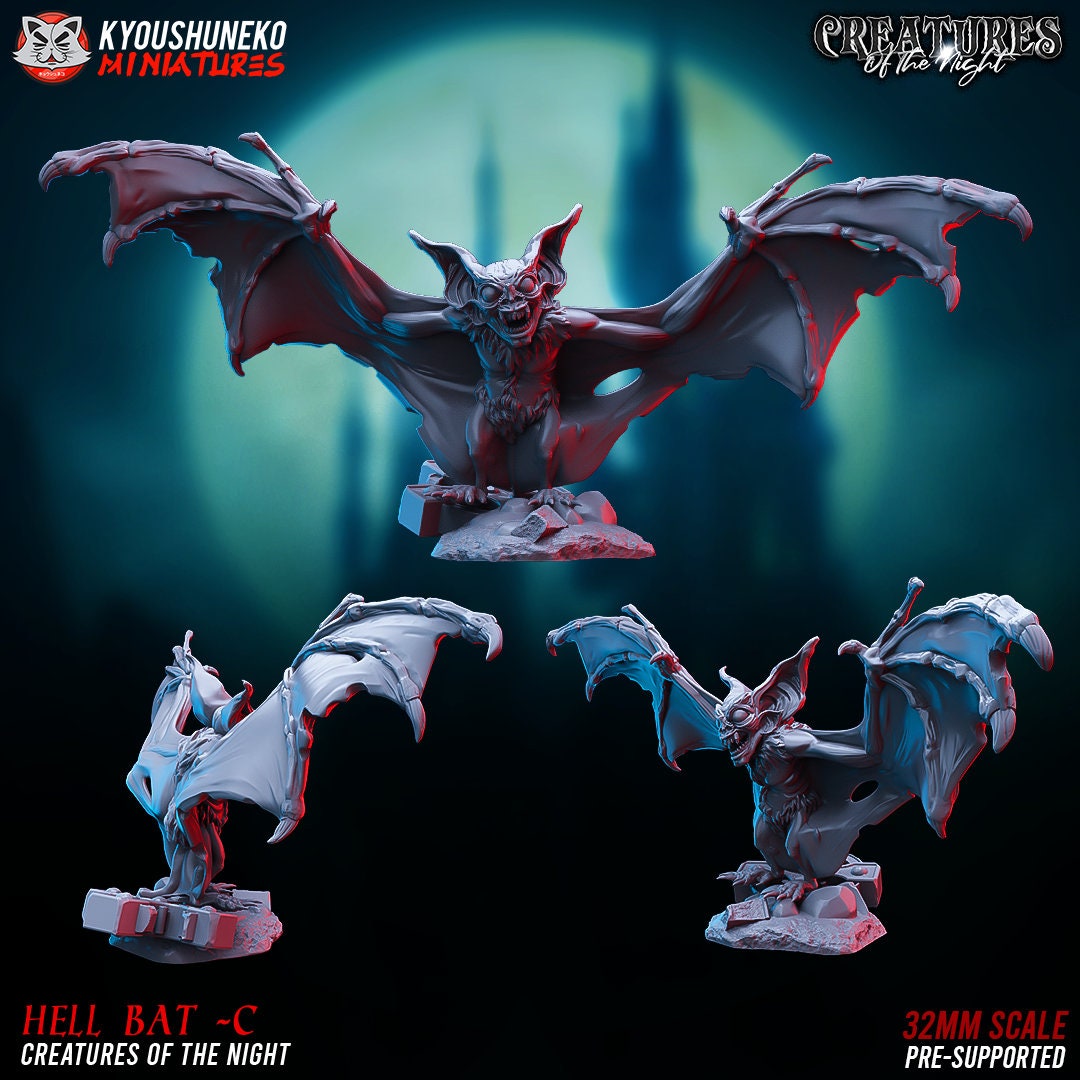 Vampire Bats | Undead | Resin 3D Printed Miniatures | Kyoushuneko | Table Top Gaming | RPG | D&D | Pathfinder