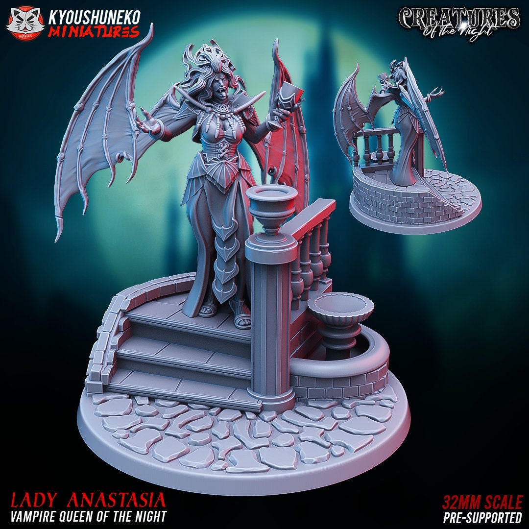 Vampire Queen | Winged Vampiress | Resin 3D Printed Miniature DND Path –  Coveted Forge