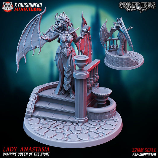 Vampire Queen | Winged Vampiress | Resin 3D Printed Miniature | RPG DND Pathfinder | Kyoushuneko
