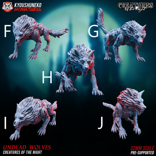 Undead Direwolves | Vampire Counts | Resin 3D Printed Miniatures | Kyoushuneko | Table Top Gaming | RPG | D&D | Pathfinder