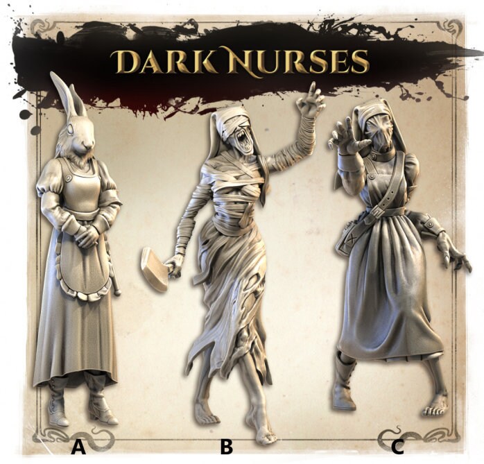 Tainted Asylum Nurses | Wicked Hills | Resin 3D Printed Miniature | RPG | DND