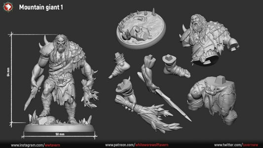 Mountain Giants | Resin 3D Printed Miniature | White Werewolf Tavern