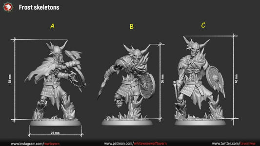 Frost Skeletons | Resin 3D Printed Miniature | White Werewolf Tavern | RPG | D&D | DnD