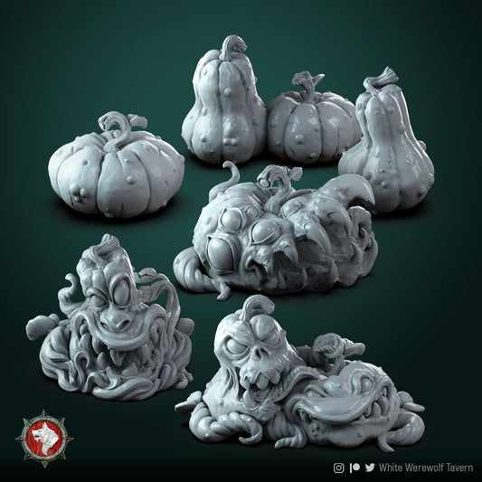 Pumpkin Mimics Set | Resin 3D Printed Miniature | White Werewolf Tavern