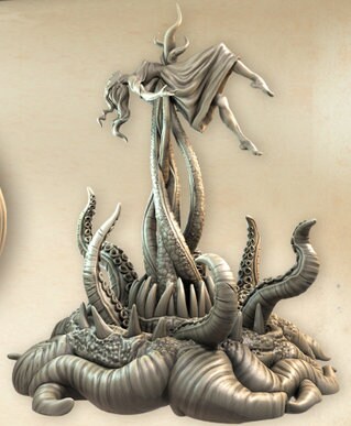 Tentacle Monster Feeding on Sacrifice | Wicked Hills | Resin 3D Printed Miniature | RPG | DND