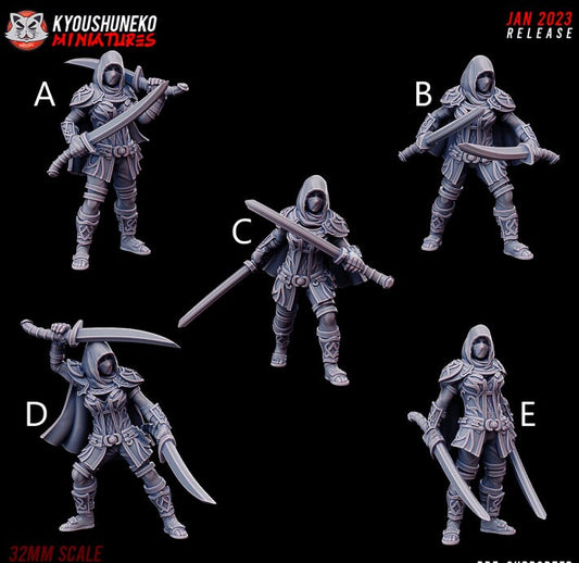 High Elf Female Shadow Warriors | Bows or Swords | Resin 3D Printed Miniatures | Kyoushuneko | Table Top Gaming | RPG | D&D | Pathfinder