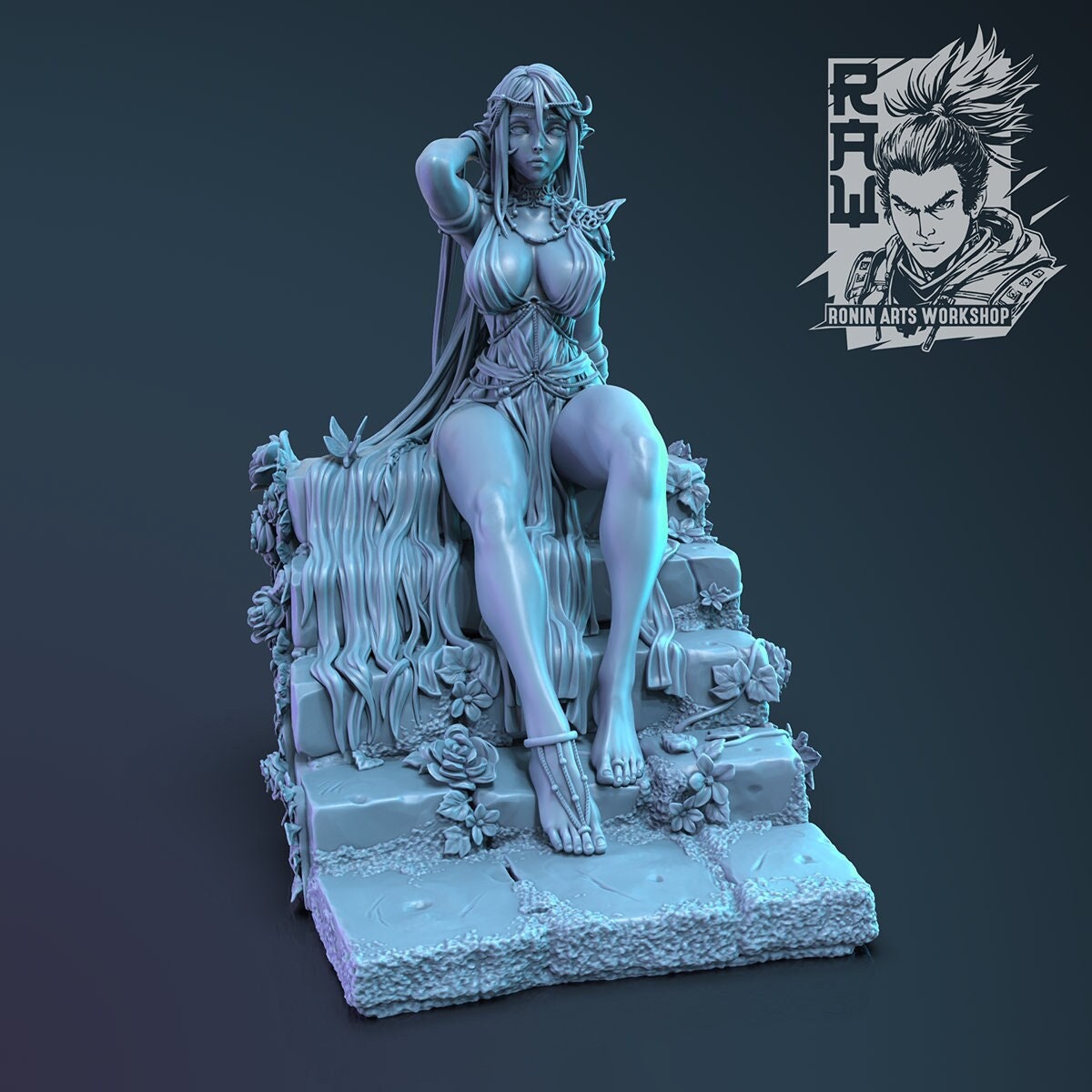 Seductress Twins : Lady Ridia and Chrisi | Clothed or Nude | Resin 3D Printed Pinup | Ronin Arts Workshop