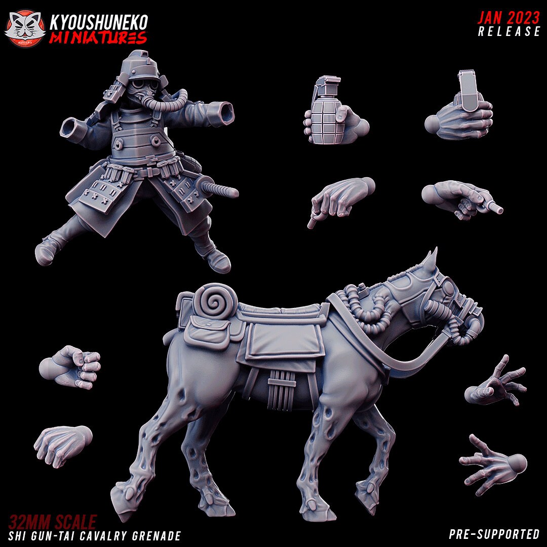 Japanese Grenadier Tough Riders | Future Sci-Fi | Grimdark Tabletop Gaming | Resin 3D Printed Miniature | Kyoushuneko