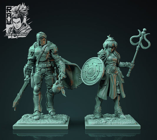 Questing Knights - Male and Female | 35mm Scale | Resin 3D Printed Miniature | Ronin Arts Workshop