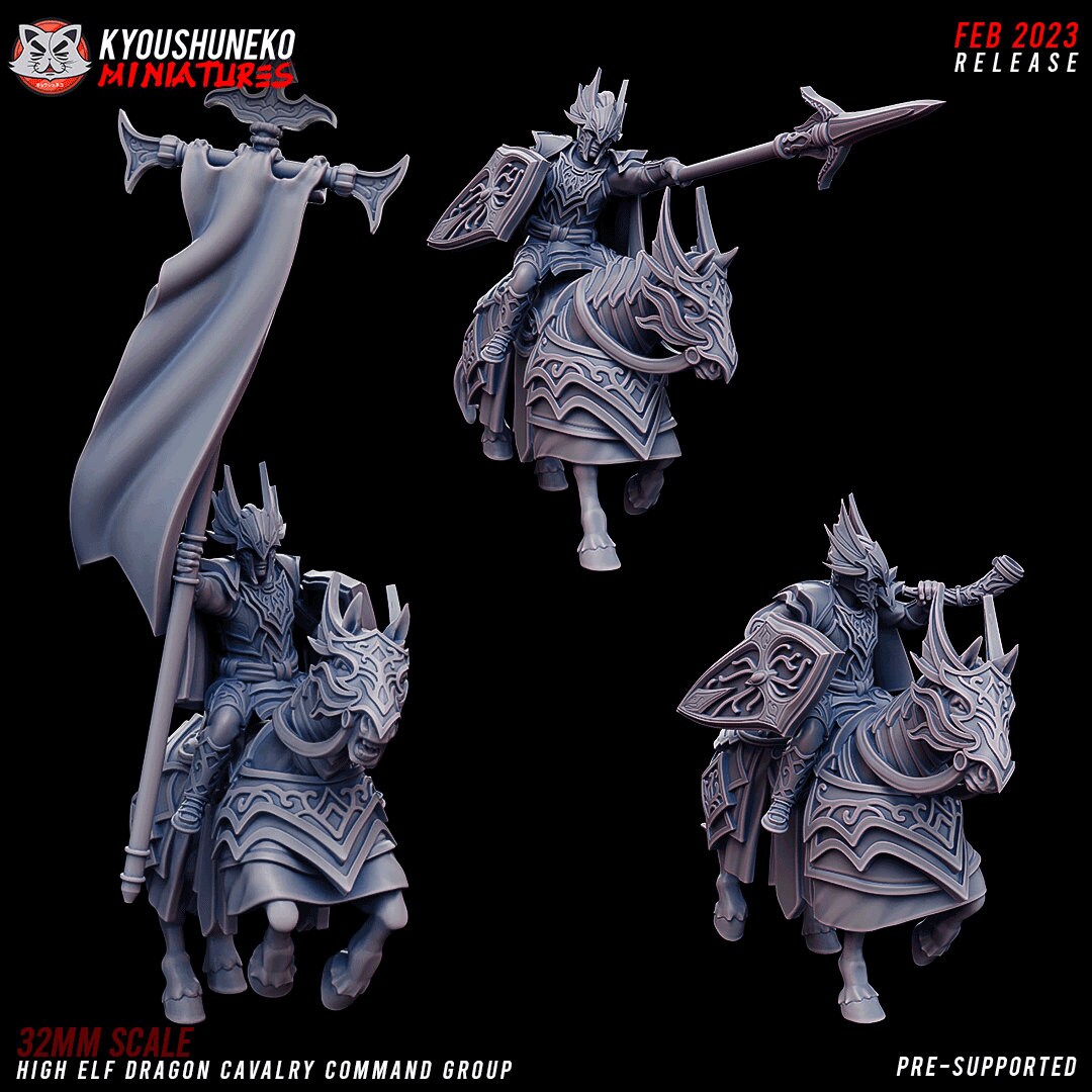 High Elf Dragon Princes of Caledor | Resin 3D Printed Miniatures | Kyoushuneko | Table Top Gaming | RPG | D&D | Pathfinder