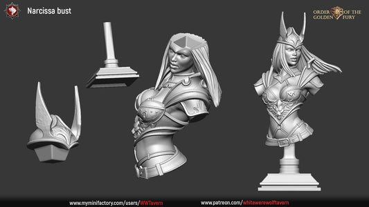 Narcissa | Order Of The Golden Fury | Bust | Resin 3D Printed Miniature | White Werewolf Tavern