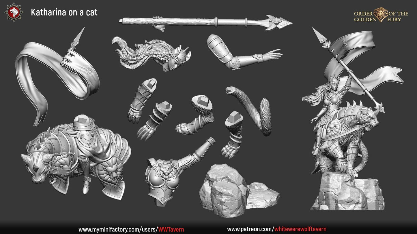 Katharina | Order Of The Golden Fury | Multiple Scales | Resin 3D Printed Miniature | White Werewolf Tavern | RPG | D&D | DnD